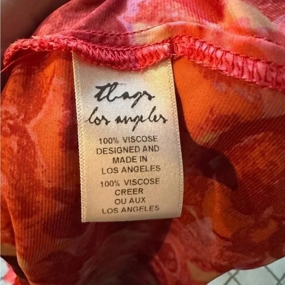 T-Bags Los Angeles Ruffle Watercolor Floral Spaghetti Strap Camisole Top Size S - Picture 3 of 4